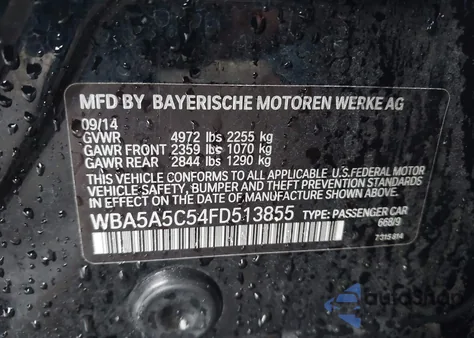 2015 BMW 528I z USA, uszkodzony, nr VIN WBA5A5C54FD513855